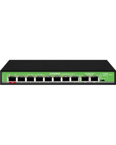 DSP208F-2F-T120 DSP208F-2F-T120 V1 (L2) 10х100Мбит/с 8PoE 8PoE+ 120W. Коммутатор с питанием по PoE. Digma в Самаре