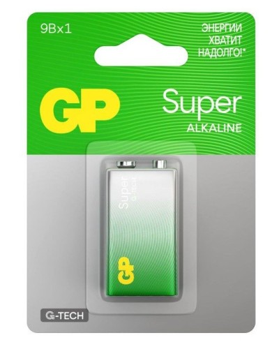 GP Super Alkaline 9V Крона (GP 1604AA21-5CRSBC1), БЛИСТЕР. Алкалиновая батарейка. GP Batteries в Самаре