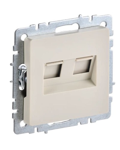 Розетка RJ45 РК10-2-БрКр кат.5E, бежевый BRITE (BR-K20-1-K10). Розетка компьютерная двойная. IEK в Самаре
