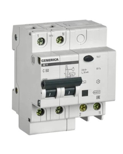 GENERICA АД12 2Р 50А 30мА (MAD15-2-050-C-030). Автоматический выключатель дифференциального тока. IEK в Самаре
