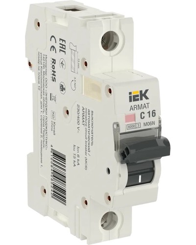 M06N 1P C 16А 6кА ARMAT (AR-M06N-1-C016). Автоматический выключатель. IEK в Самаре