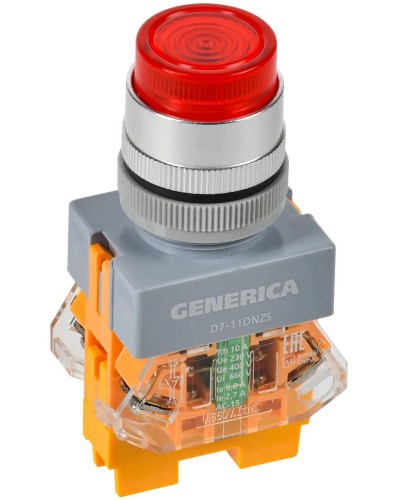 Кнопка D7-11DNZS d=22мм красная GENERICA (BBT50-11DNZS-3-11-K04-G). Кнопка управления с подсветкой и фиксацией. IEK в Самаре