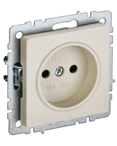 Розетка без з/к РСш10-2-БрКр бежевый BRITE (BR-R13-10-K10). Розетка без заземления с защитными шторками. IEK в Самаре