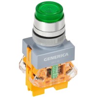 Кнопка D7-11D d=22мм зеленая GENERICA (BBT50-11D-3-12-K06-G). Кнопка управления с подсветкой. IEK