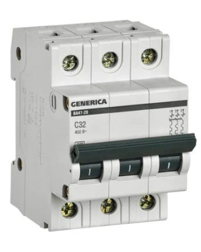 GENERICA ВА47-29 3P C 32А 4,5кА (MVA25-3-032-C). Автоматический выключатель. IEK в Самаре