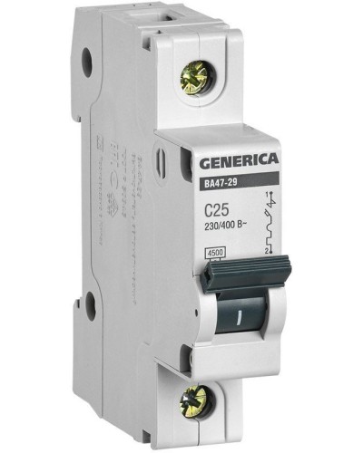GENERICA ВА47-29 1P C 25А 4,5кА (MVA25-1-025-C). Автоматический выключатель. IEK в Самаре