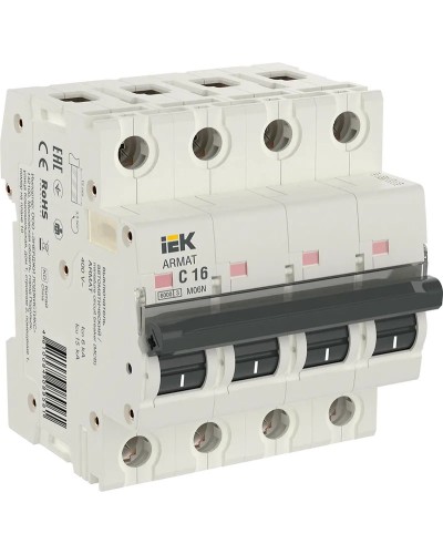 M06N 4P C 16А 6кА ARMAT (AR-M06N-4-C016). Автоматический выключатель. IEK в Самаре