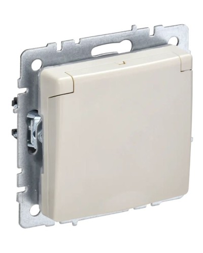 Розетка с з/к РСбш10-3-44-БрКр бежевый BRITE (BR-R16-16-44-K10). Розетка с заземлением с защитными шторками и крышкой. IEK в Самаре