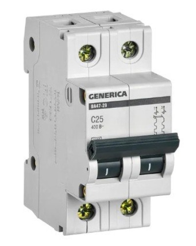 GENERICA ВА47-29 2P C 25А 4,5кА (MVA25-2-025-C). Автоматический выключатель. IEK в Самаре