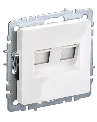 Розетка RJ45 РК10-2-БрБ кат.5E, белая BRITE (BR-K20-1-K01). Розетка компьютерная двойная. IEK в Самаре