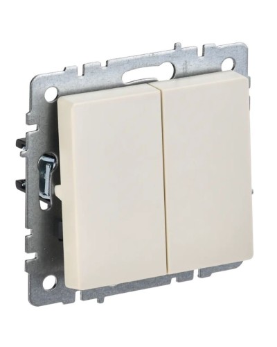 Выключатель 2-клавишный проходной ВС10-2-6-БрКр бежевый BRITE (BR-V22-0-10-K10). Выключатель. IEK в Самаре