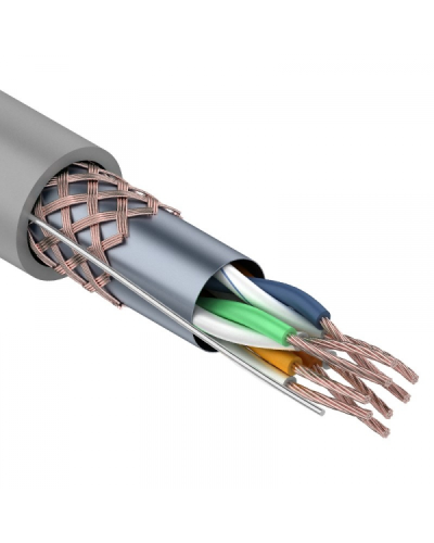 SF/UTP, CAT 5e, PVC, 4PR, 24AWG, INDOOR, STRANDED, серый, 305м, REXANT (01-0343). Кабель «витая пара» (LAN) для структурированных систем связи. Rexant в Самаре