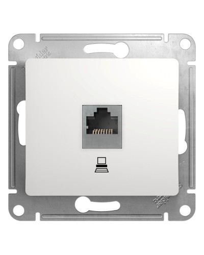 Glossa розетка RJ45 1-местная, кат. 5Е, скрытой установки, механизм, белый (GSL000181K). Розетка компьютерная. Systeme Electric в Самаре