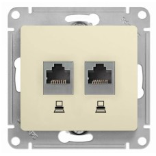 Glossa розетка RJ11+RJ45, 2-местная, кат. 5Е, скрытой установки, механизм, бежевый (GSL000285). Розетка компьютерная + телефонная. Systeme Electric