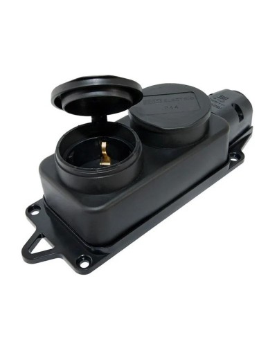 Розетка двухместная 2Р+РЕ 16А 250В IP44 (SQ0612-0010). Розетка двухместная с заглушками каучук. TDM ЕLECTRIC в Самаре