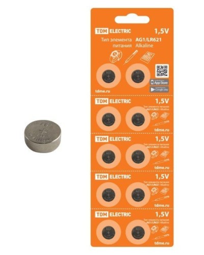AG1/LR621 Alkaline 1,5V BP-10 TDM (SQ1702-0045). Элемент питания. TDM ЕLECTRIC в Самаре