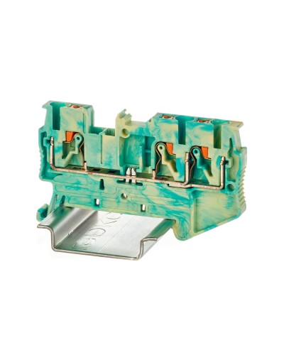 Клемма заземления, 3 точки подключения, 2.5 кв.мм (VPR-2.5-TWIN-PE-YG). Клемма заземления, зажим push-in. ДКС в Самаре