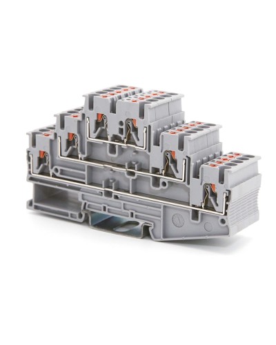 Клемма трехуровневая, зажим push-in, 2.5 кв.мм, синяя (VPR-2.5-3L-BU). Клемма проходная, 6 точки подключения. ДКС в Самаре