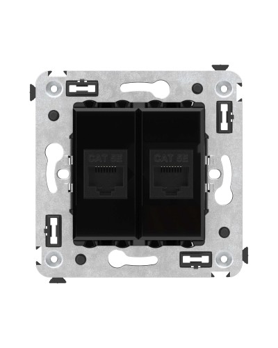 Розетка RJ-45 в стену, кат.5E, Avanti, двойная, черный квадрат (4402664). Розетка компьютерная. ДКС в Самаре