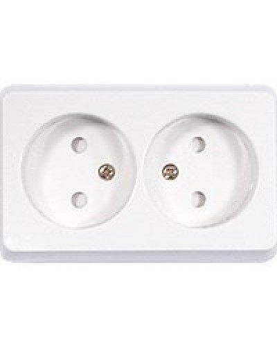 Розетка двойная открытой установки без з/к, белый, LK Standard (813604). Розетка без заземляющих контактов с защитными шторками. Экопласт в Самаре