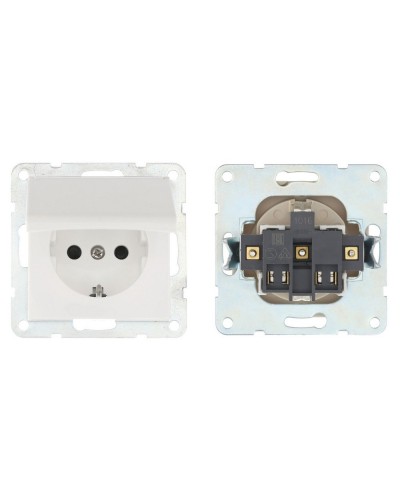 Розетка с з/к, шторками и крышкой, белый LK80 (843404-1). Розетка. Экопласт в Самаре