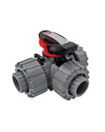 Ecoplast Кран шаровой трехходовой ПВХ D25 (уплотнение TPV, остальное EPDM) с муфтовым окончанием (49448). Кран шаровой, с муфтовым окончанием. Экопласт в Самаре